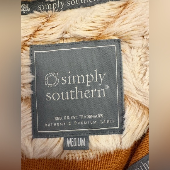 Simply Southern SOFT Ripple Sherpa Pullover Cream & Gold Plush 3/4 Zip Sz Medium - Picture 4 of 14